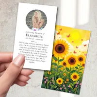 Sunflowers Butterflies Poem Memorial Funeral Card