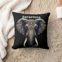 Floral dawn elephant art throw pillow