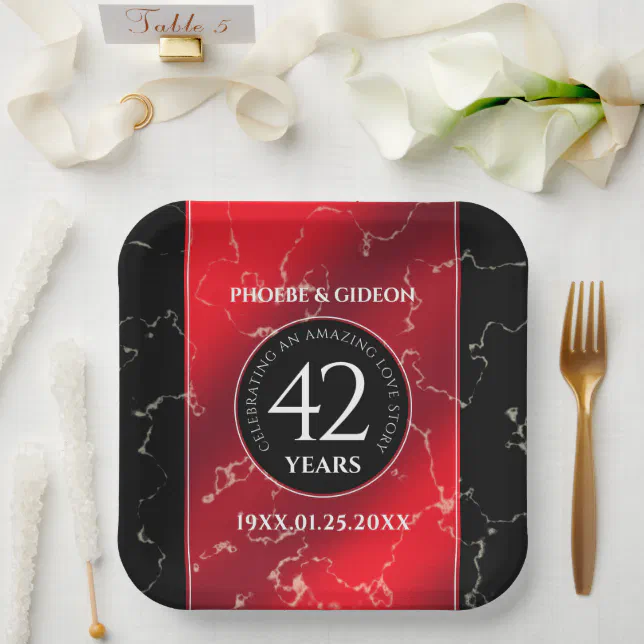 Elegant 42nd Jasper Wedding Anniversary Paper Plates