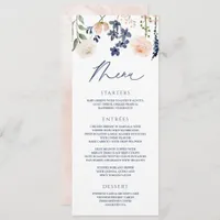 Peach & Blue Wedding Wildflower Botanical Floral Menu