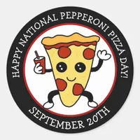 National Pepperoni Pizza Day | Funny Holiday Classic Round Sticker