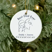 Best Dad Ever, Father with daughter on  1-Photo  Ceramic Ornament