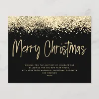 BUDGET Gold Glitter Merry Christmas Card