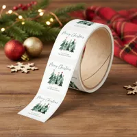 Modern Rustic Christmas Trees Typography Square Sticker