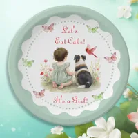 Personalized Baby Girl and her Puppy Baby Shower  Paper Plates