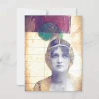 Mixed media vintage lady collage postcard