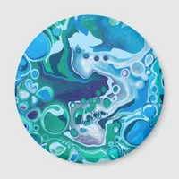 Blue and Green Digital Marble Fluid Art   Magnet