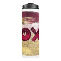 Glam Glitter Gold Red Luxe XOXO Valentines  Thermal Tumbler