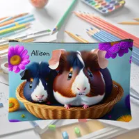 Fun and cute guinea pigs, personalizable  accessory pouch