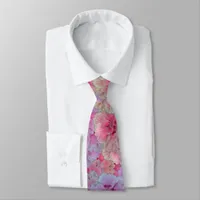 Pink Carnations in vintage style  Neck Tie