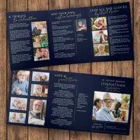 In Loving Memory Modern 14-Photo Elegant Memorial Tri-Fold Program