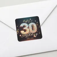 Glam Disco Ball Music Theme 30th Birthday Party Square Sticker