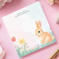 Pastel Bunny and Wildflower Personalized Notepad