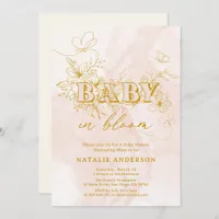 Blush Pink Script Floral Butterflies Baby In Bloom Invitation