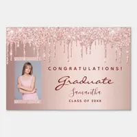 Graduation party 2023 photo rose gold pink glitter sign