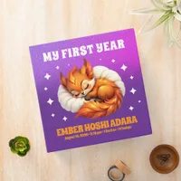 Cute Fox Cub Asleep in Starry Sky Baby's 1st Year 3 Ring Binder