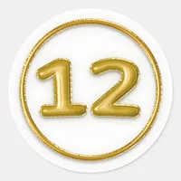 Gold Balloon Number 12 Round Sticker