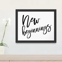 New Beginnings Motivational Quote Black Framed Art