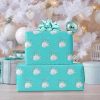 Aqua Blue Coastal Christmas Starfish Sand Dollar Wrapping Paper