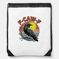 Funny Crow F-Caw-F Retro Sunset Adult Design Tri-B Drawstring Bag