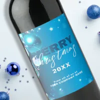 Tranquil Blue Winter Night Corporate Christmas Wine Label