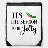 Tis The Season To Be Christmas Mistletoe Drawstring Bag