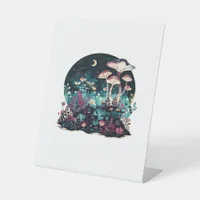 Cottagecore And Aesthetic Goblincore Mushroom Fair Pedestal Sign