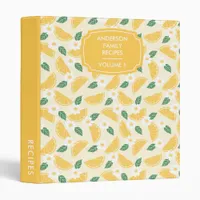 Lemon Slices Citrus Pattern Family Recipe Cookbook 3 Ring Binder
