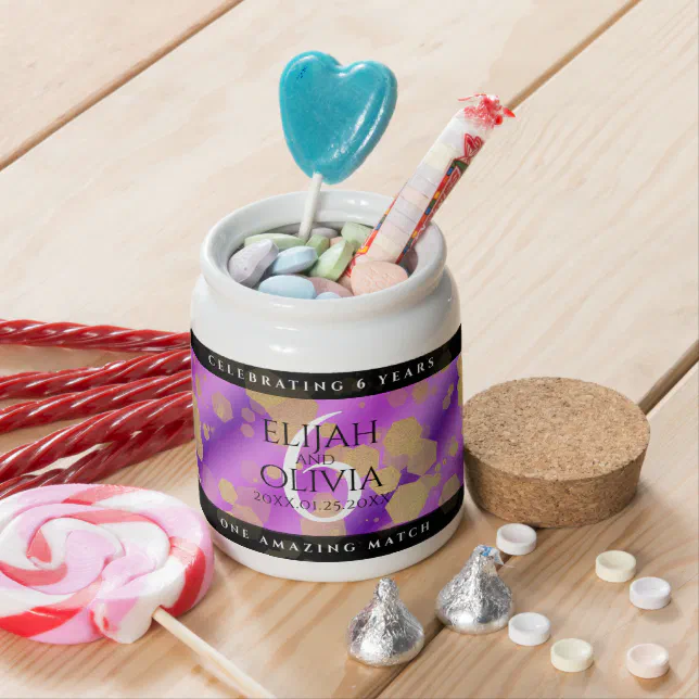 Elegant 6th Amethyst Wedding Anniversary Candy Jar