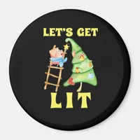 Let's Get Lit Funny Christmas Drinking Classic Magnet