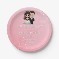 Pink Wedding Invitations with Diamond Sparkles Paper Plates