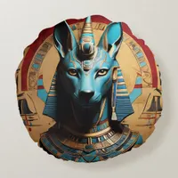 Anubis power and majesty of ancient mythology round pillow