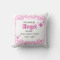 I've been an Angel, Christmas Pink Letters Throw Pillow