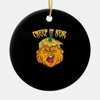 Crazy Halloween Pumpkin Trumpkin Costume Ceramic Ornament