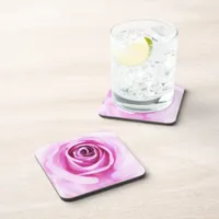 Pink Rose Love Flower Set of 6 Coaster