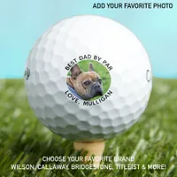 Custom Dog Photo Best Dad By Par Black White Golf Balls