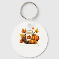 Fall Football Tis The Season Pumpkin Autumn Coffee Keychain
