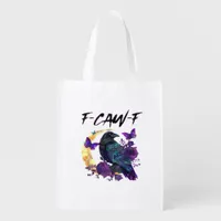 Crow F Caw F Funny Bird Moon Gothic Design Grocery Bag