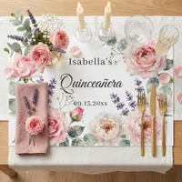 Watercolor Floral Quinceañera Paper Placemat