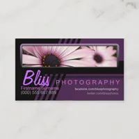 Purple Pink Photography w/ Photo template Business Business Card