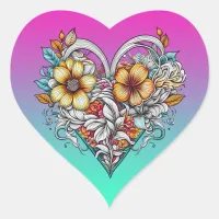 Floral Heart Romantic Heart Sticker