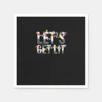 Let's Get Lit, Christmas Drinking, Christmas Light Napkins