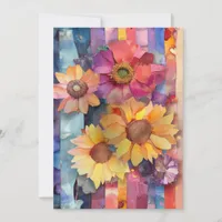 Whimsical Quirky Paper Flowers Hello Flat Card