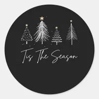 Tis The Season Christmas Retro Classic Classic Round Sticker