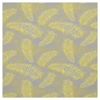 Yellow Grey Palm Leaf Print Fabric