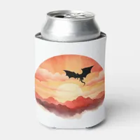 Dragon Silhouetted Against a Sunset Can Cooler