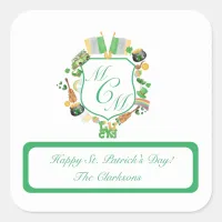 St. Patrick's day Monogram Crest Sticker