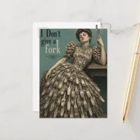 I Dont Give a Fork Faux Vintage Postcard