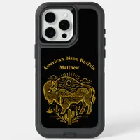 Gold Buffalo Grazing Under The Sun Near Mountains iPhone 15 Pro Max Case