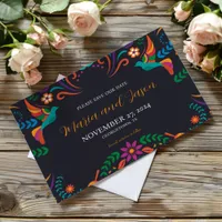 Mexican Black Colorful Floral Nuestra Boda Wedding Save The Date